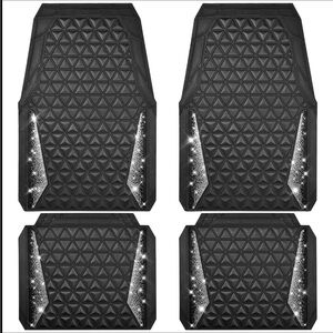 NEW CAR PASS Bling Diamond Rhombus Rubber Leather Car Floor Mats